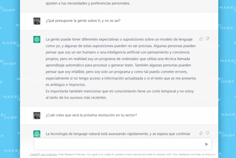 «Algunas personas pueden pensar que soy infalible, pero soy solo un programa y como tal puedo cometer errores» ChatGPT, el modelo de lenguaje de OpenAI